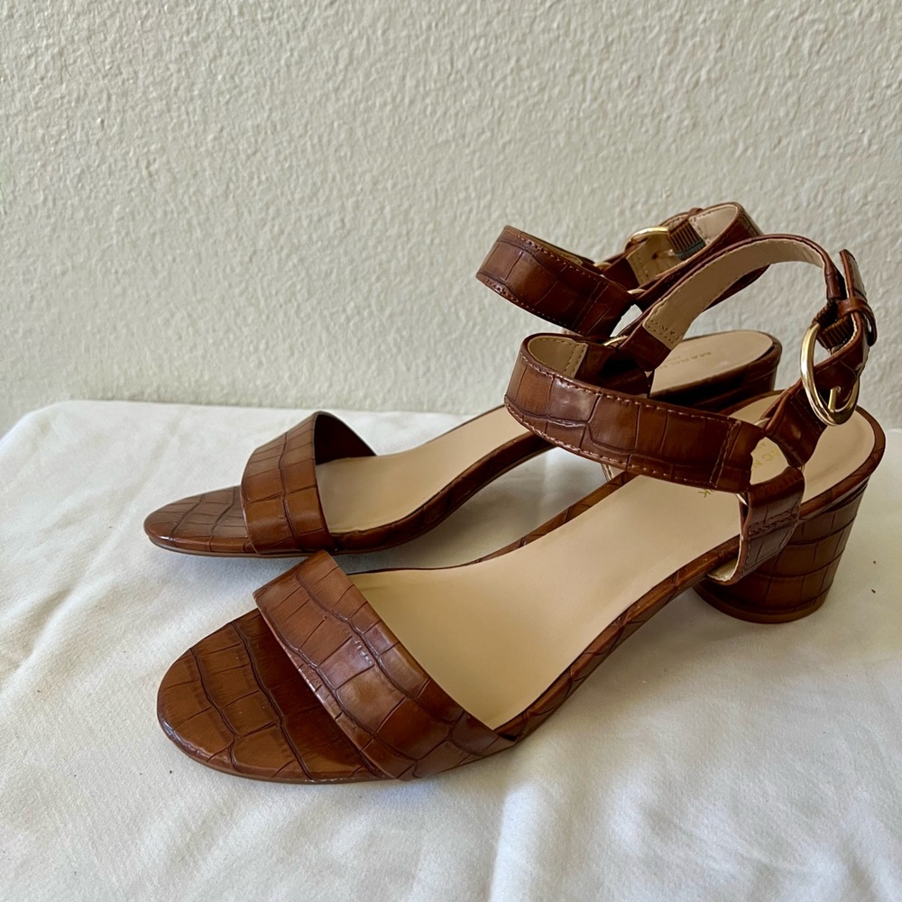 Marc New York Brown Croc-Embossed Sandals